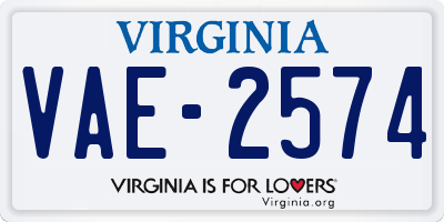 VA license plate VAE2574