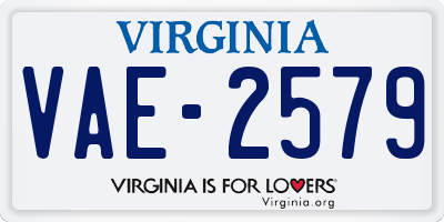 VA license plate VAE2579
