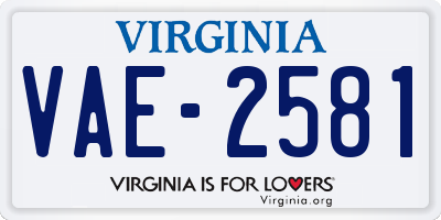 VA license plate VAE2581