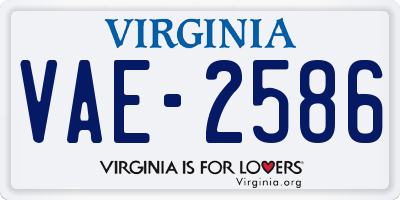 VA license plate VAE2586