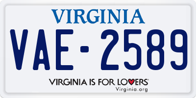 VA license plate VAE2589