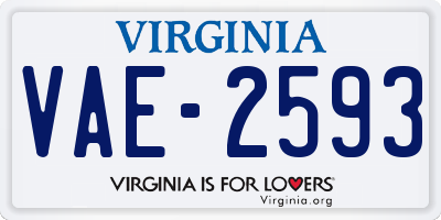 VA license plate VAE2593