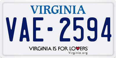 VA license plate VAE2594