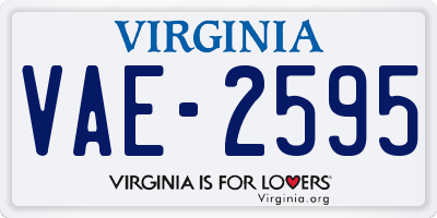 VA license plate VAE2595