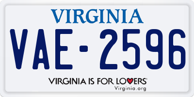 VA license plate VAE2596