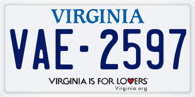 VA license plate VAE2597