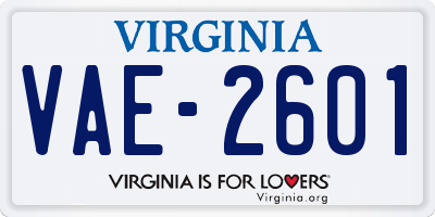 VA license plate VAE2601