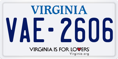 VA license plate VAE2606
