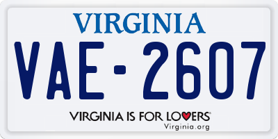 VA license plate VAE2607
