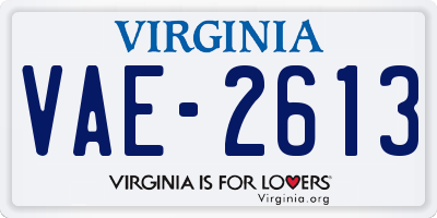 VA license plate VAE2613
