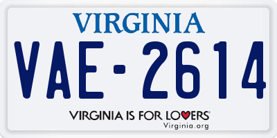 VA license plate VAE2614