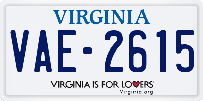 VA license plate VAE2615