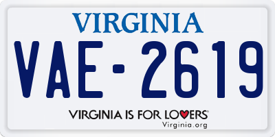 VA license plate VAE2619