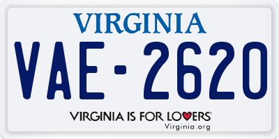 VA license plate VAE2620