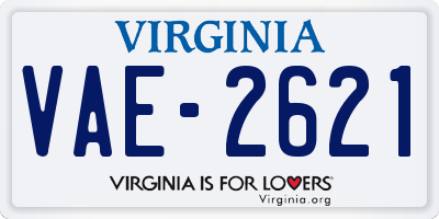VA license plate VAE2621