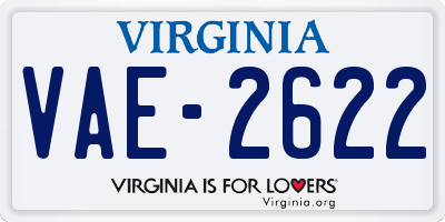 VA license plate VAE2622
