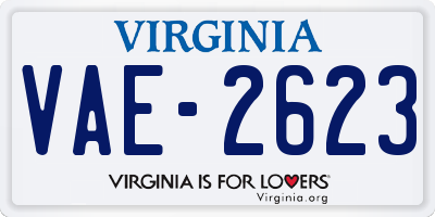 VA license plate VAE2623