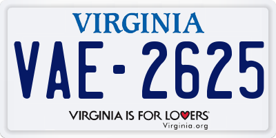 VA license plate VAE2625