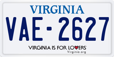 VA license plate VAE2627