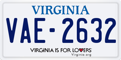 VA license plate VAE2632