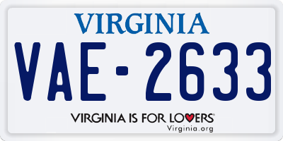 VA license plate VAE2633