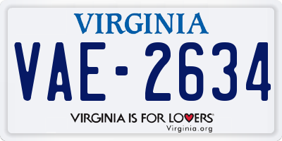 VA license plate VAE2634