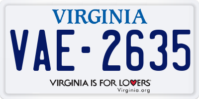 VA license plate VAE2635