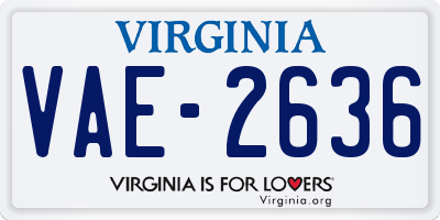 VA license plate VAE2636