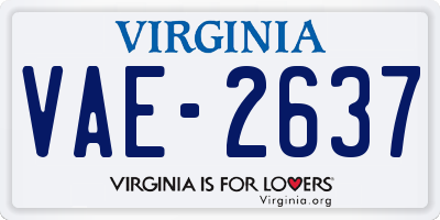 VA license plate VAE2637