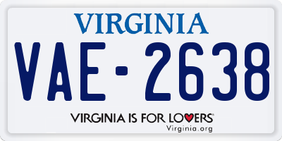 VA license plate VAE2638