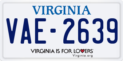 VA license plate VAE2639
