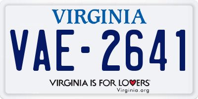 VA license plate VAE2641