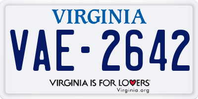 VA license plate VAE2642