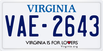 VA license plate VAE2643