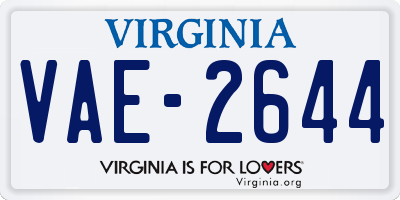 VA license plate VAE2644