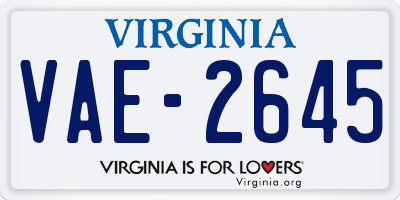 VA license plate VAE2645