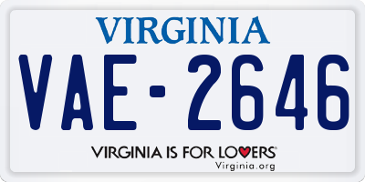 VA license plate VAE2646