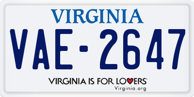 VA license plate VAE2647
