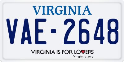 VA license plate VAE2648