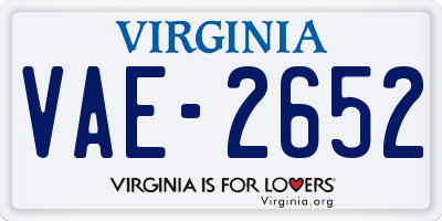 VA license plate VAE2652