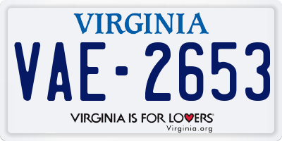 VA license plate VAE2653