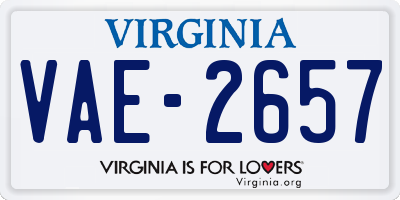 VA license plate VAE2657