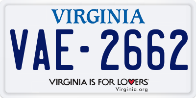 VA license plate VAE2662