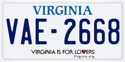 VA license plate VAE2668