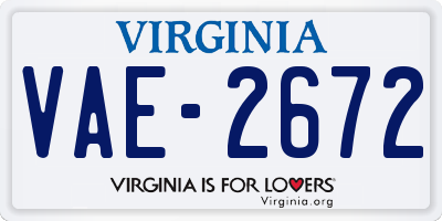 VA license plate VAE2672