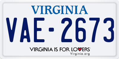 VA license plate VAE2673