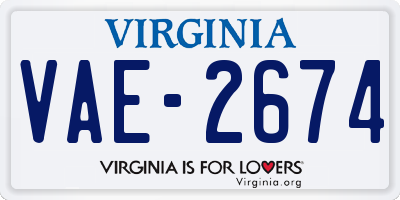 VA license plate VAE2674
