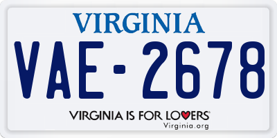 VA license plate VAE2678