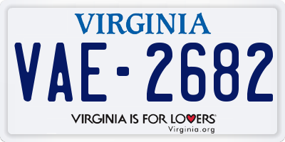 VA license plate VAE2682