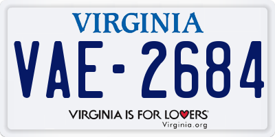VA license plate VAE2684